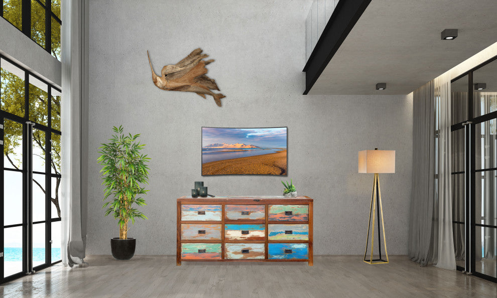 Dresser / Chest With 9 Drawers Made From Recycled Teak Wood Boats