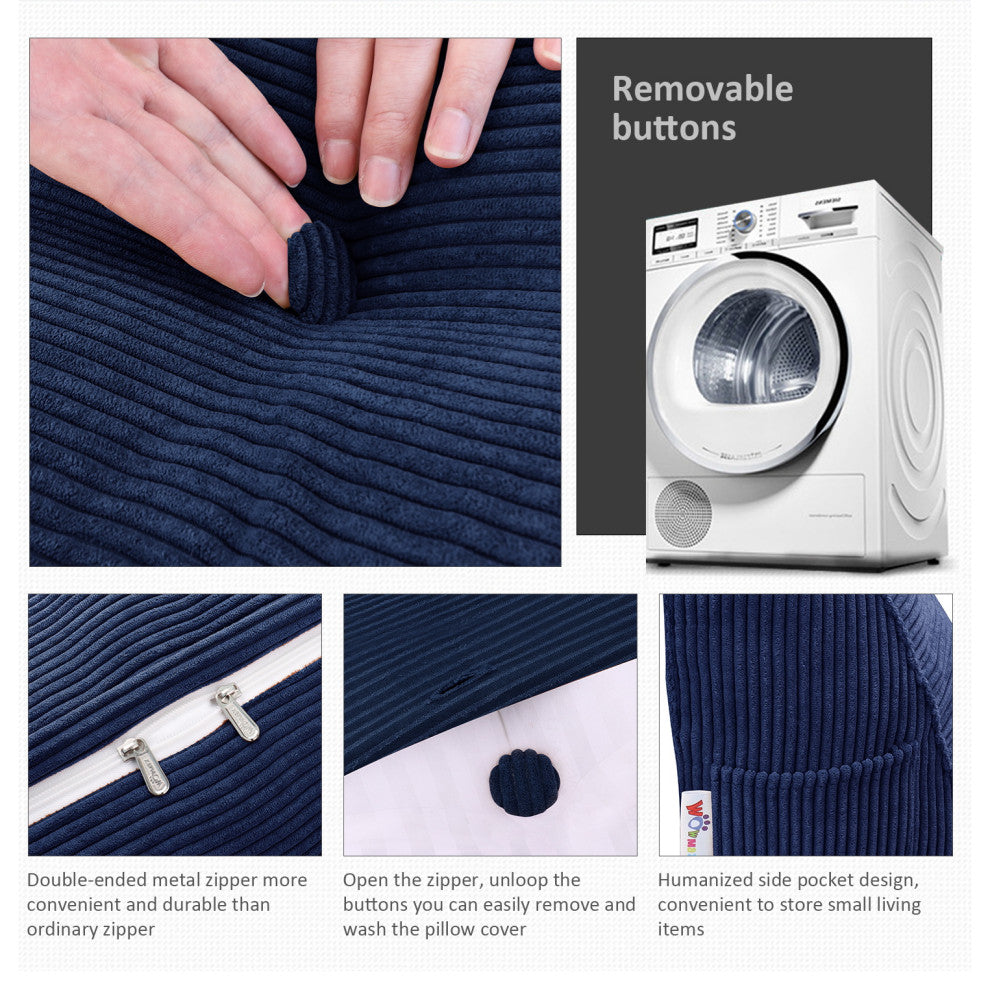 Wedge Pillow, Headboard Cushion, Reading Pillow, Dark Blue, 76x20x8