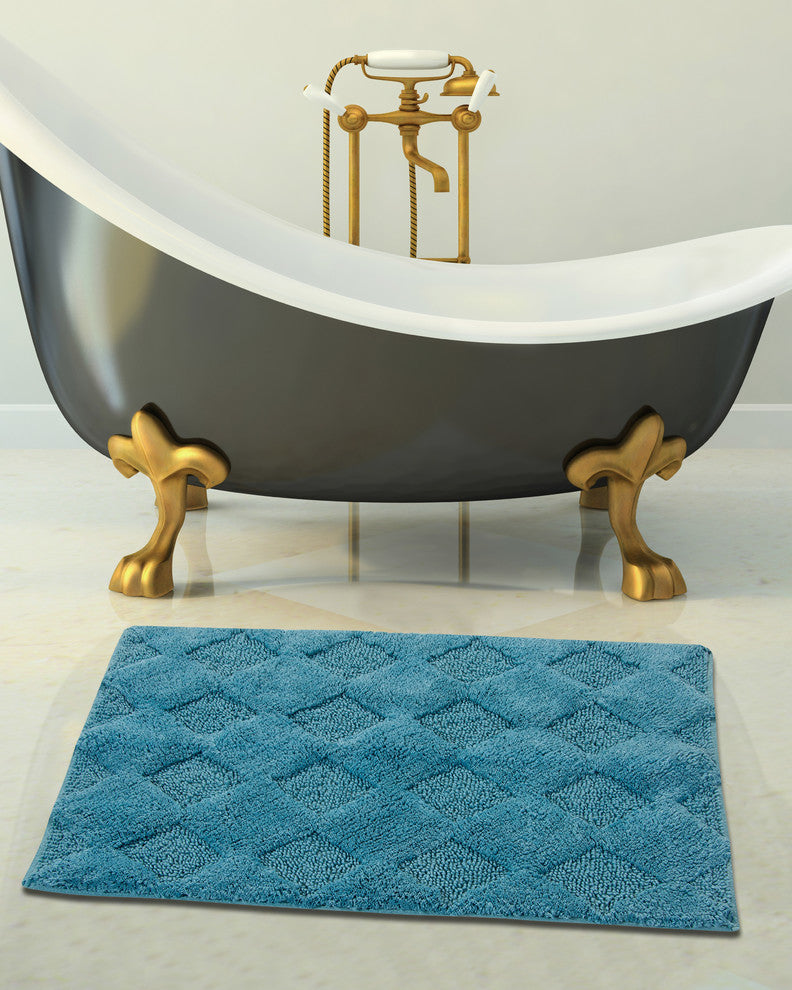 Bath Rug Cotton, 34"x21", Arctic Blue, GSF 210, Pattern Charlotte