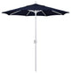 7.5' Matted White Push-Button Tilt Crank Aluminum Umbrella, Navy Olefin