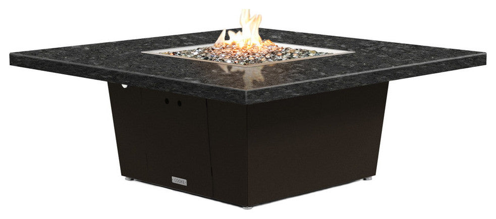 Square Fire Pit Table, 56x56, Propane, Black Pearl Granite Top, Bronze