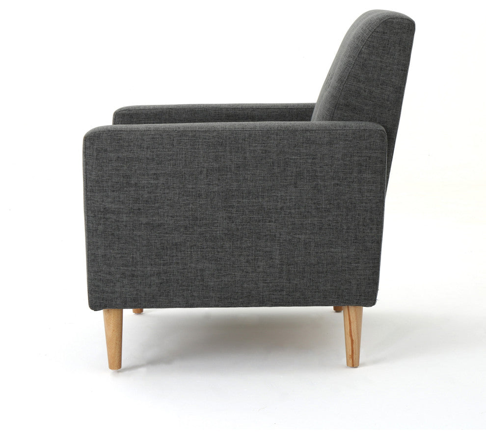 GDF Studio Stratford Mid Century Modern Fabric Club Chair, Gray