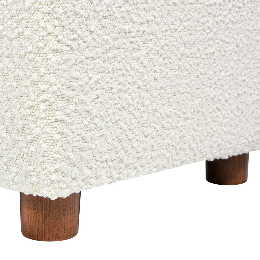Jacob 18" Storage Cube Ottoman, Ivory White Boucle