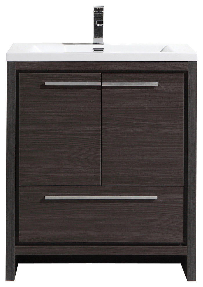 Alma-Allier Freestanding Vanity With Integrated Sink, Gray, 30"