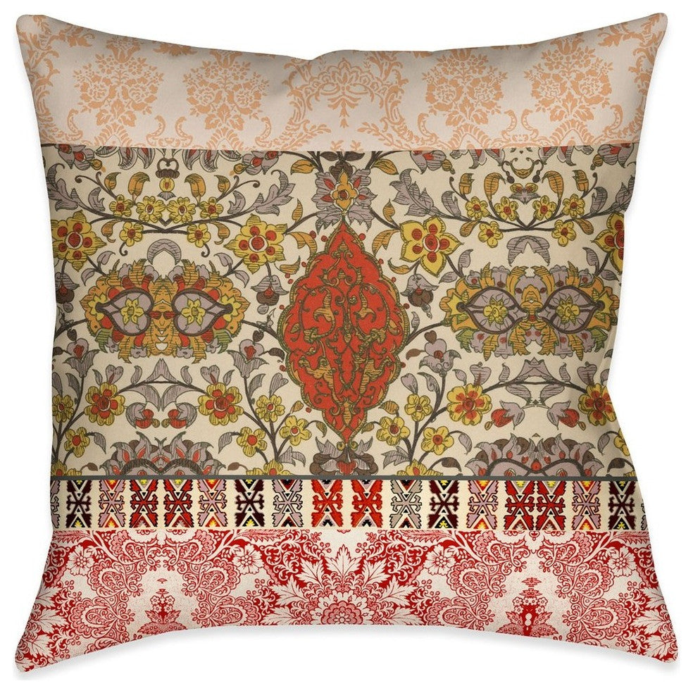 Laural Home Red Spice Bohemian Tapestry 18" X 18" Indoor Decorative Pillow