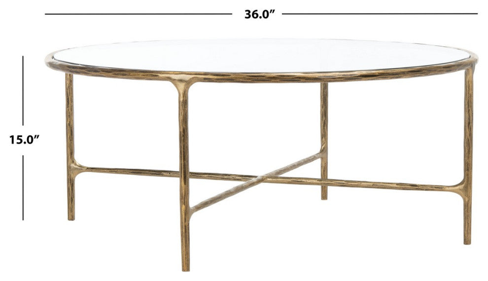 Safavieh Couture Jessa Round Metal Coffee Table, Brass