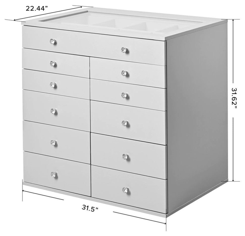 Slaystation Display Chest With Drawers, Silver