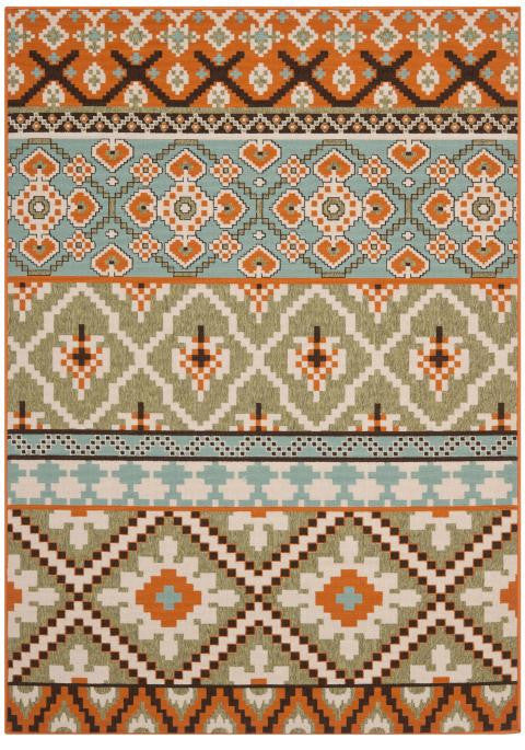 Veranda Ver097-0745, Green/Terracotta, 4'0" X 5'7"