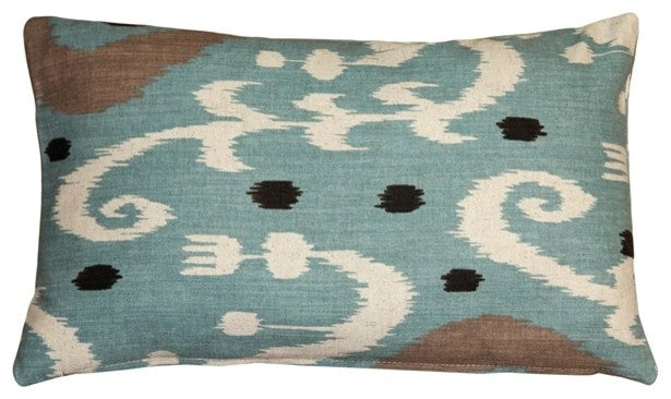 Pillow Decor - Indah Ikat Blue 12 x 20 Throw Pillow