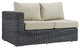 Canvas Antique Beige Summon Outdoor Patio Sunbrella Left Arm Loveseat