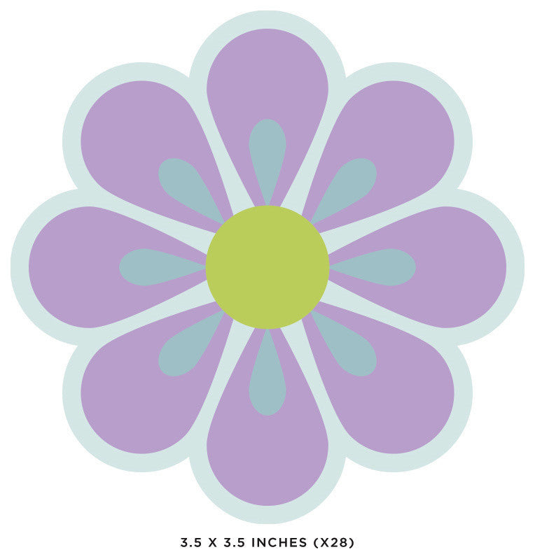Flower Fabric Wall Decals, Set of 28 Flower Pattern Decals, Purple