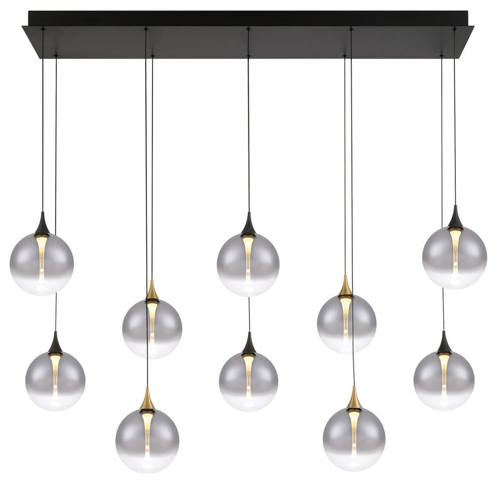 Iissa 10L 47" Gold-Black Smoke Chandelier