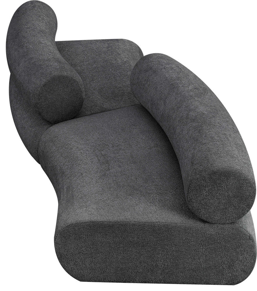 Bale Cream Chenille Fabric Modular Sofa, Gray, 2-Piece, S-Shaped