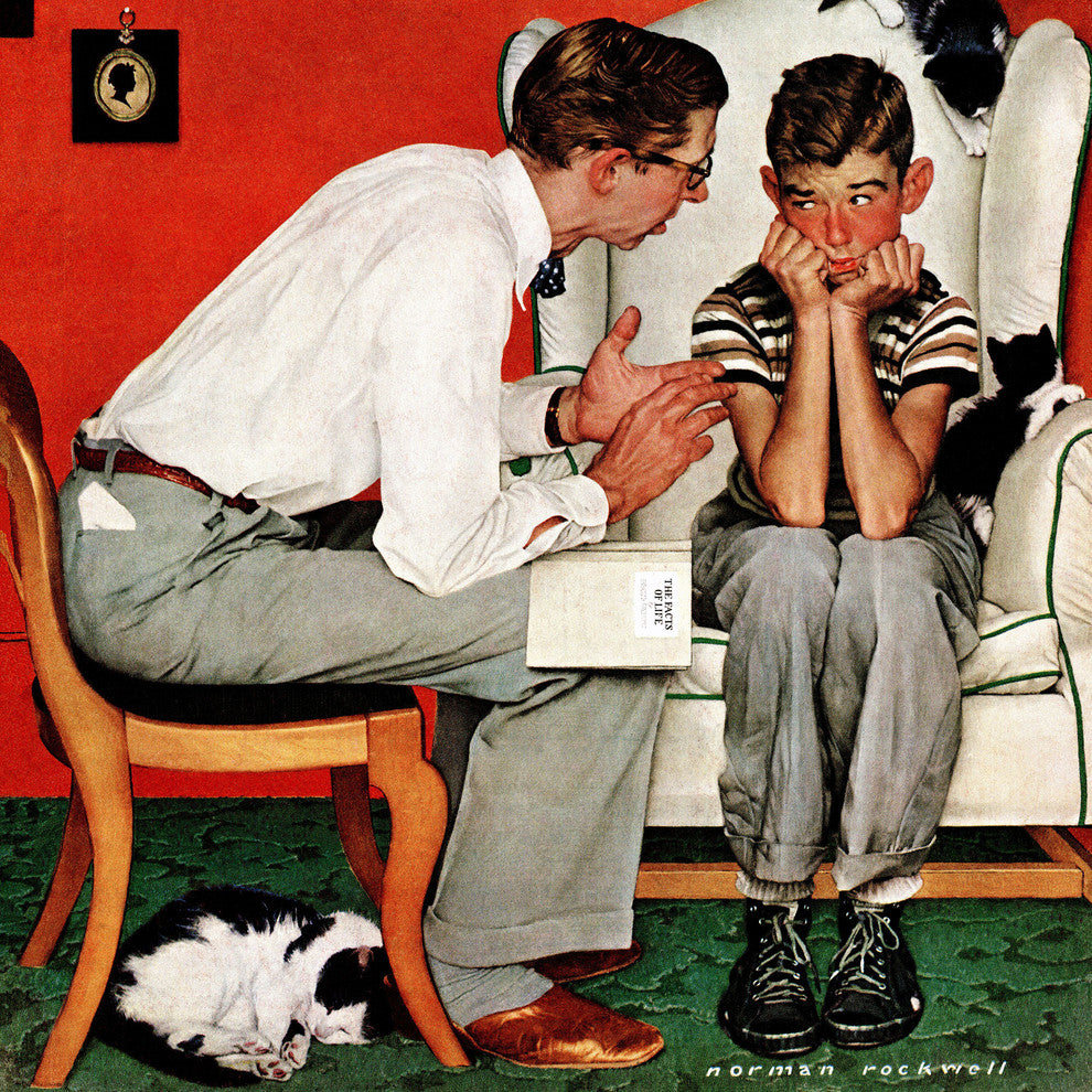 "Facts of Life" Painting Print on Canvas by Norman Rockwell