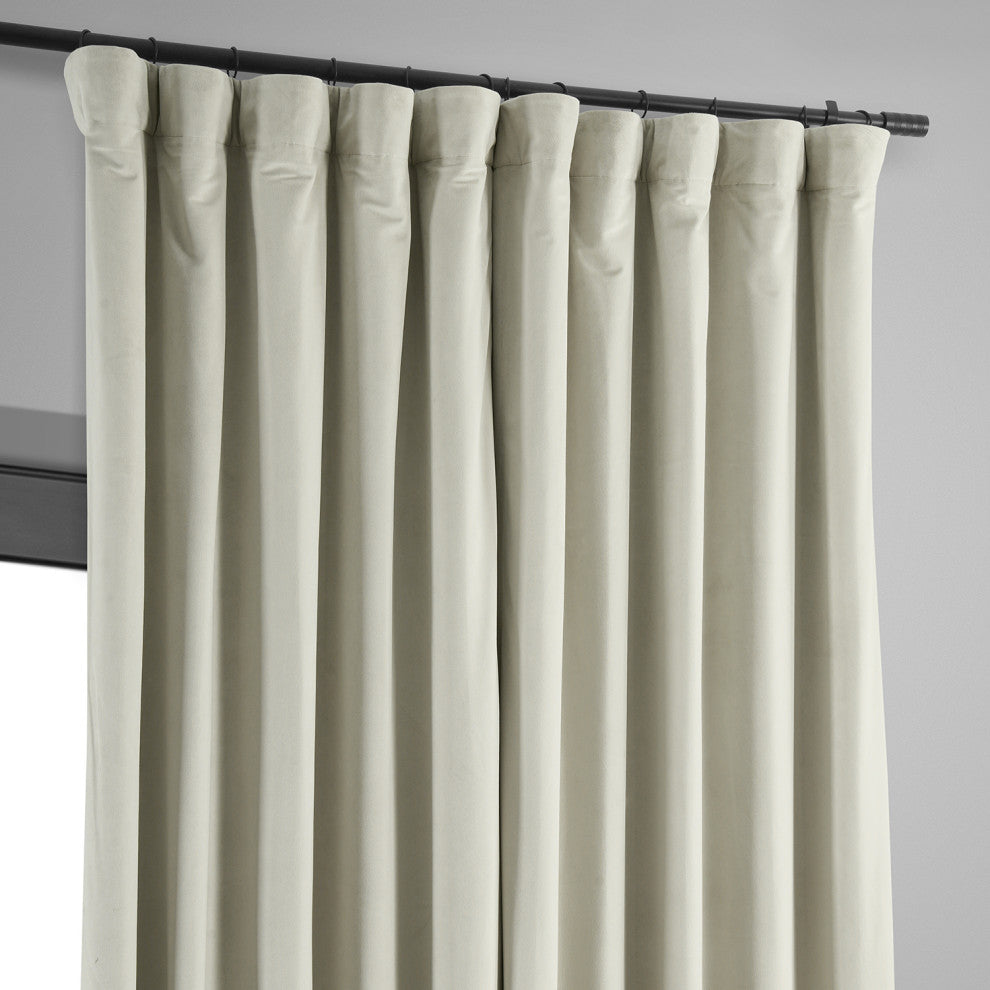 Signature Warm Off White Doublewide Blackout Velvet Curtain Panel, 100x108