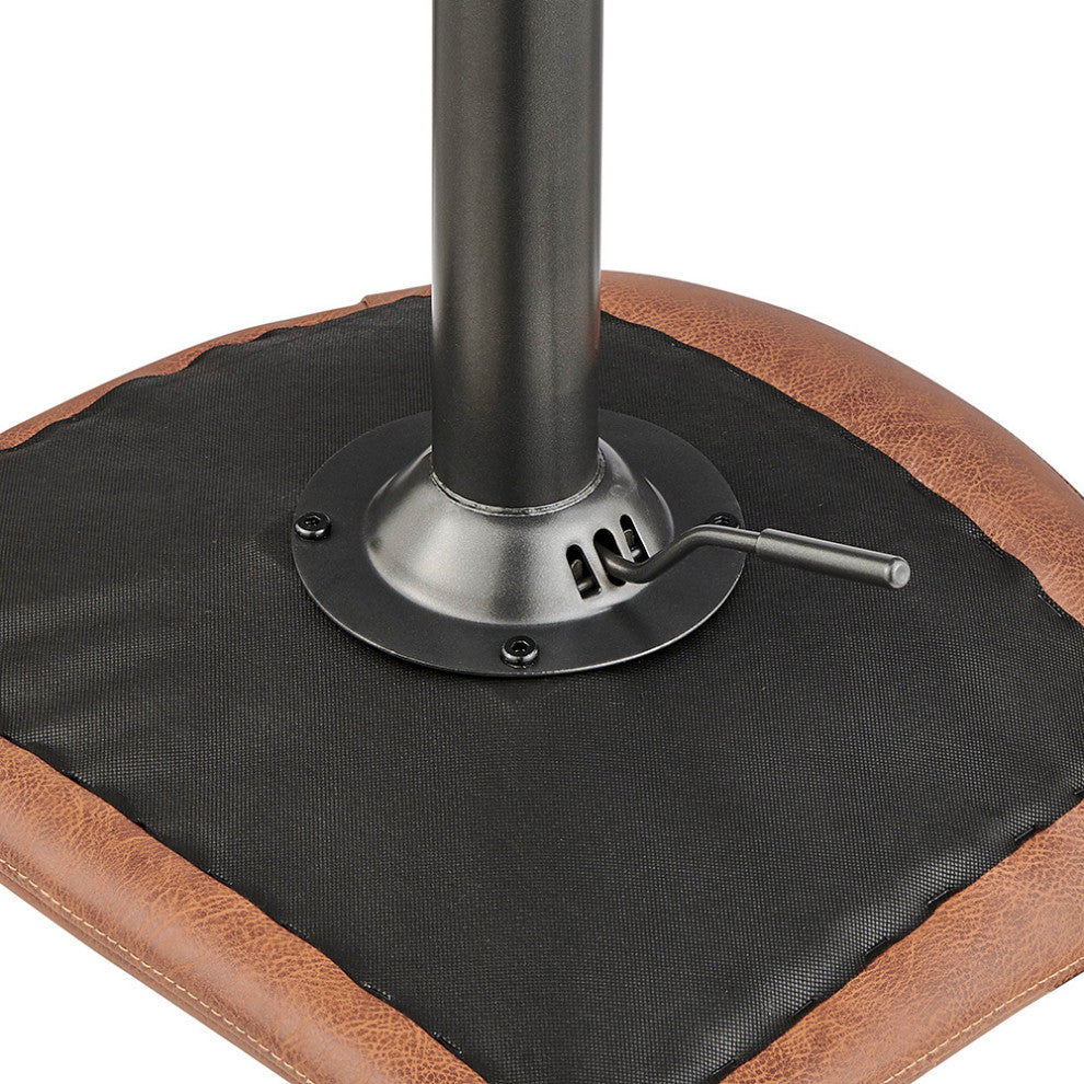 Koa Fabric Gaslift Swivel Bar Stool, Set of 2, Umber Brown, Faux Leather