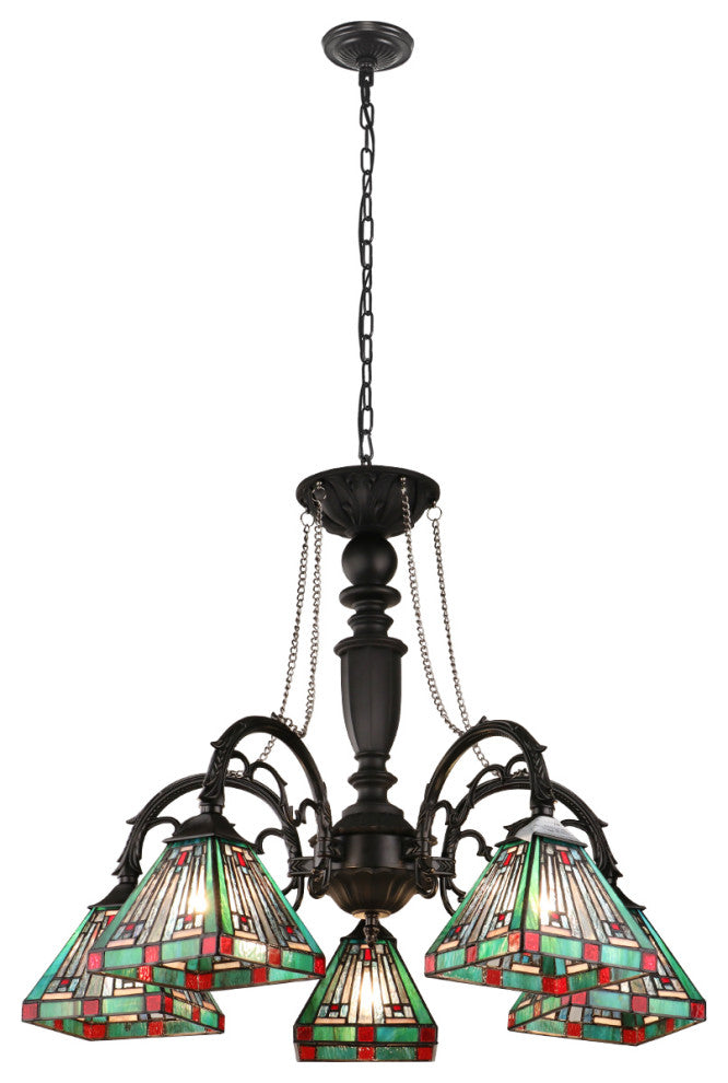 Innes Tiffany 5-Light Mission Large Chandelier 27" Wide