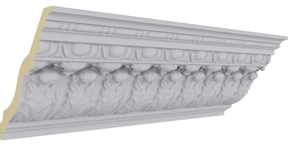 8 1/4"H x 8"P x 11 1/2"F x 96"L, Acanthus Leaf with Bead & Barrel Crown Moulding