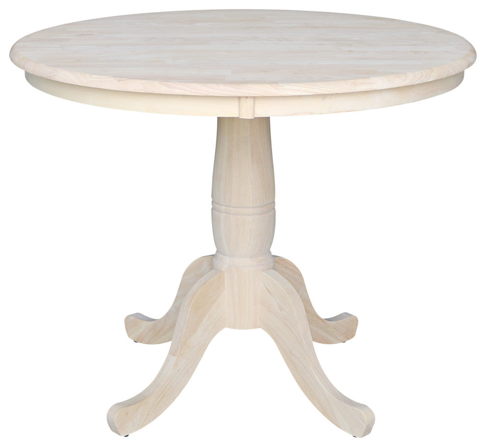 Round Top Pedestal Table, Unfinished, 36 Inch Round