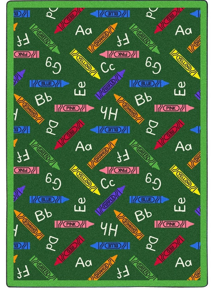 Playful Patterns Rug, Crayons, 3'10"x5'4", Green