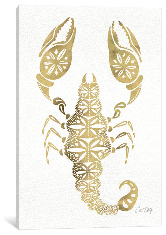 "Gold Scorpion Artprint" by Cat Coquillette, 18x12x1.5