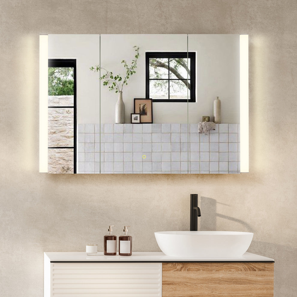 Serra Frameless Surface-Mount LED Lighted Bathroom Medicine Cabinet, 48"