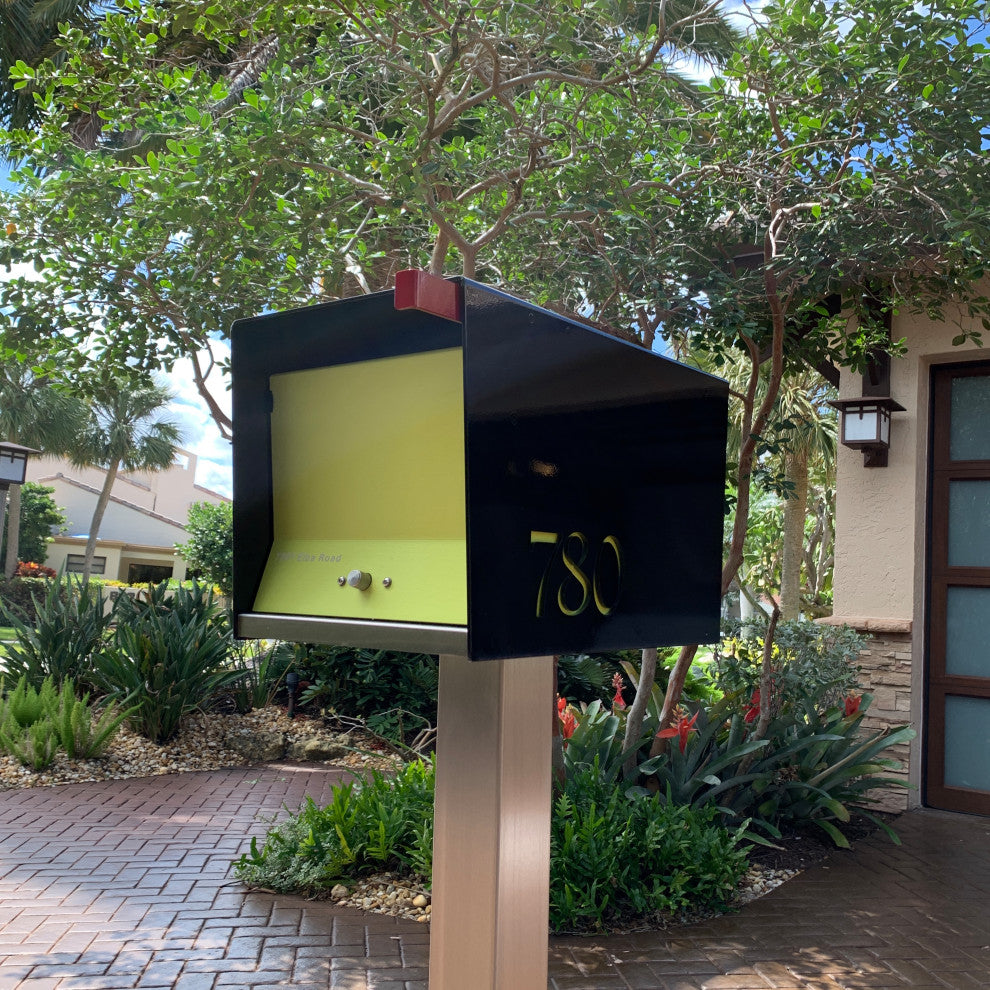 UpTown Box with Locking doors. Modern Pole Mounted Mailbox, Pole not included.,