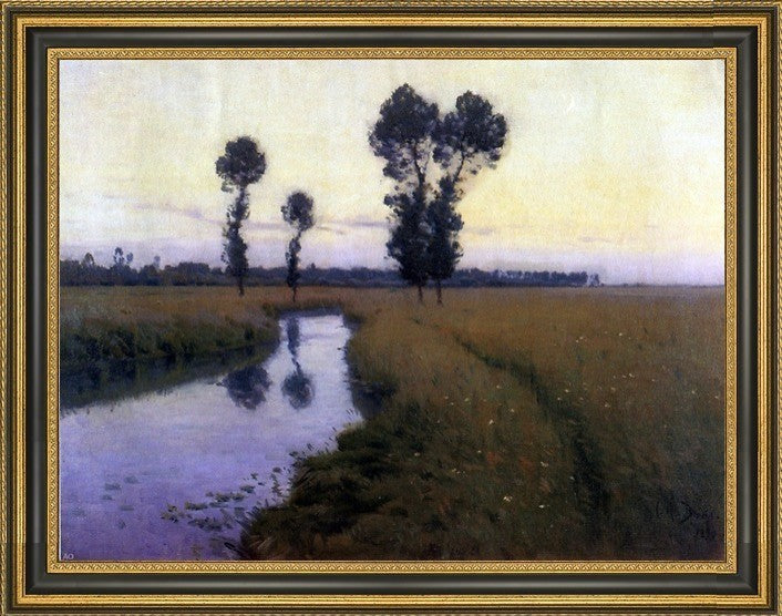 Charles Harold Davis a Path Along The River Framed Premium Canvas Print, 18"x24"