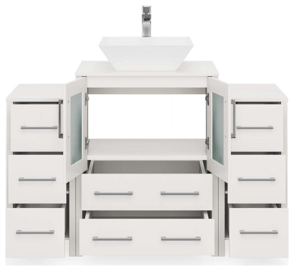 Sinclair 48" Single Bathroom Vanity with Engineered Marble Top with Mirror