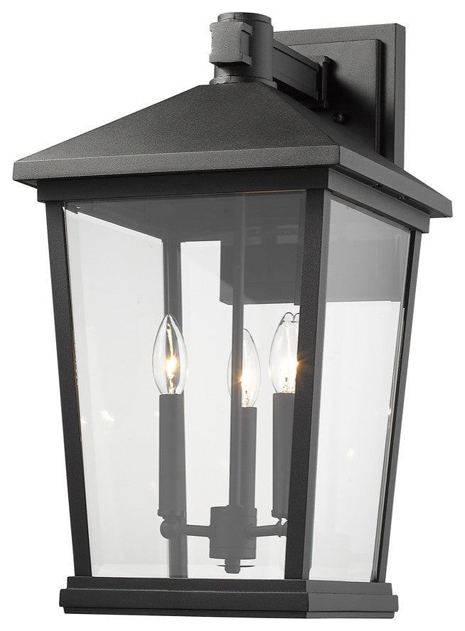 Beacon 3 Light Outdoor Wall Sconce in Black