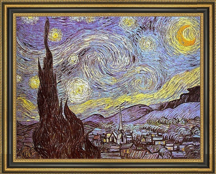 Vincent Van Gogh A Starry Night - 21" x 28" Framed Premium Canvas Print