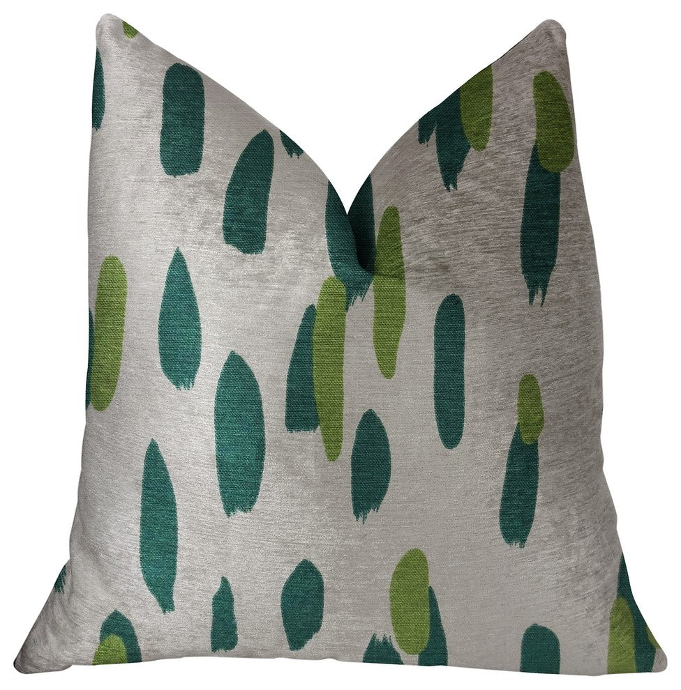 Bosky Willow Green and Beige Luxury Throw Pillow, 22"x22"