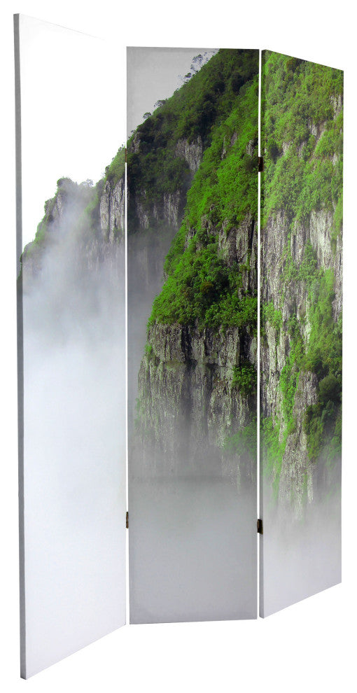 6' Tall Double Sided Mountaintop Waterfall Canvas Room Divider