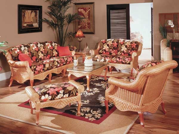 Palm Beach 6-Piece Living Room Furniture Set, Cinnamon, Wheat Fabric