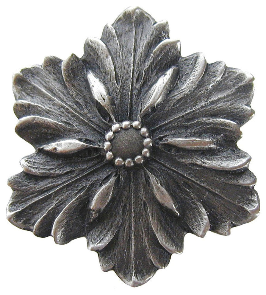 Opulent Flower Knob, Antique-Style Pewter