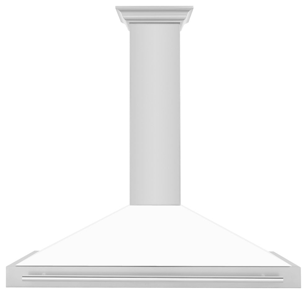 48" Stainless Steel Range Hood, White Matte Shell and Stainless Steel