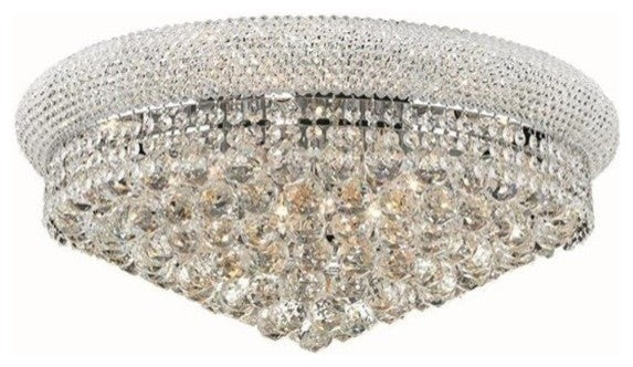 Elegant Primo Flush Mount, Chrome Finish With Royal Cut Crystal