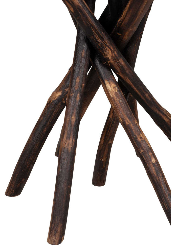 East at Main Merrill Brown Round Teakwood Accent Table