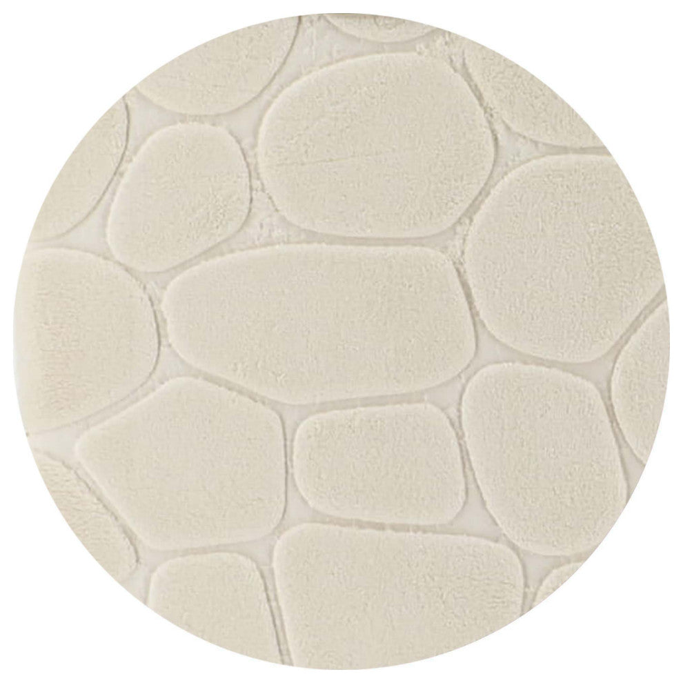 Bath Rug Memory Foam Mat 3D Pebble, Beige, Contour Rug 20"x20"