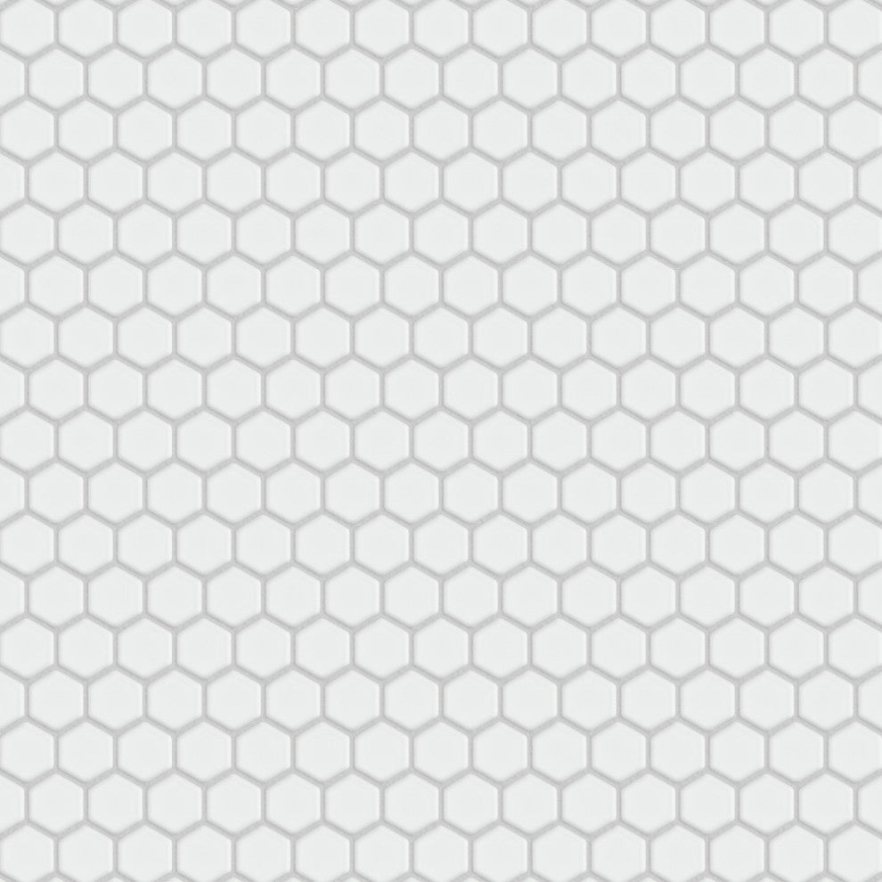 Colmena Hex Porcelain Floor and Wall Mosaic Tile, Matte White