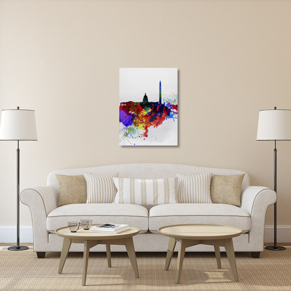 "Washington DC Watercolor Skyline 1" Fine Art Print