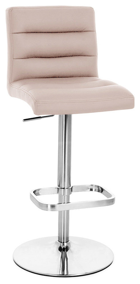 Lush Adjustable Height Swivel Bar Stool - Chrome Base, Taupe