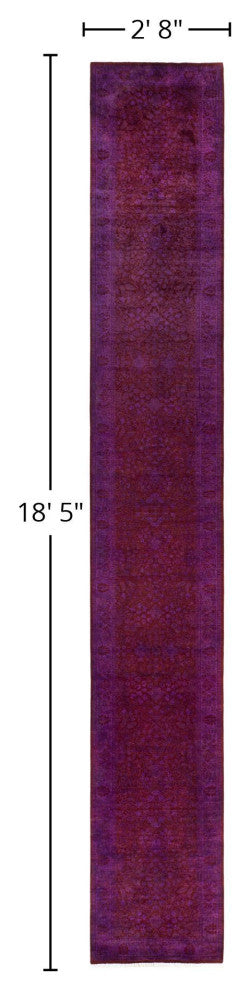 Overdyed One-of-a-Kind Hand-Knotted Area Rug Purple, 2' 8" x 18' 5"
