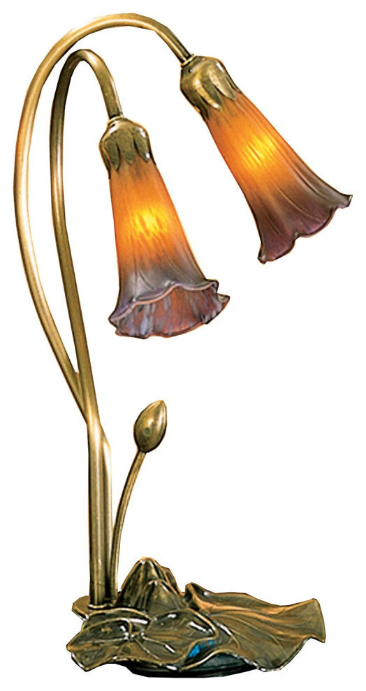 Meyda lighting 13008 16"H Amber/Purple Pond Lily 2 LT Accent Lamp