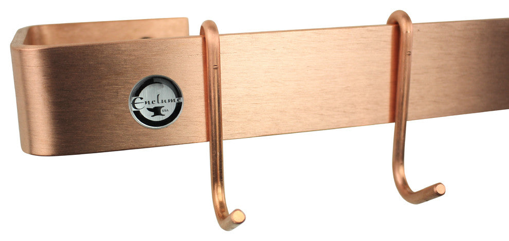 Handcrafted 36" Wall Rack Utensil Bar w 6 Hooks, Brushed Copper