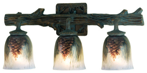 23 Wide Pinecone 3 Light Hand Painted Vanity Light