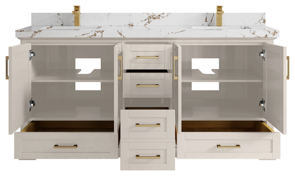 Boston 72" Double Sink Bath Vanity in Fine Grain 2" Viola Brown