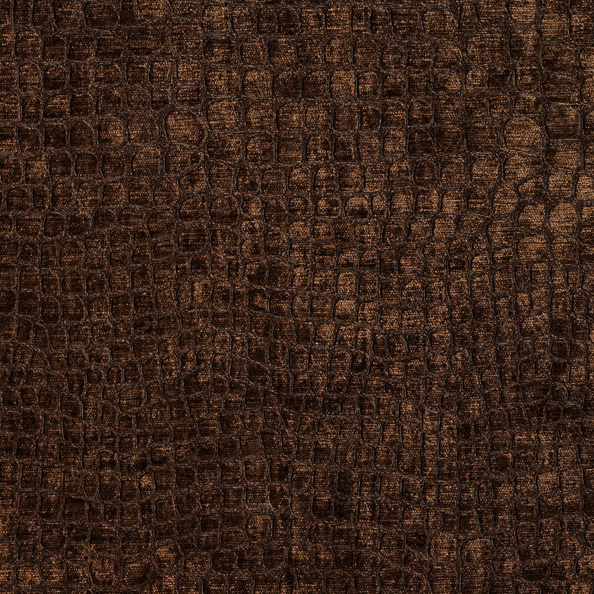Brown Alligator Print Shiny Woven Velvet Upholstery Fabric By The Yard