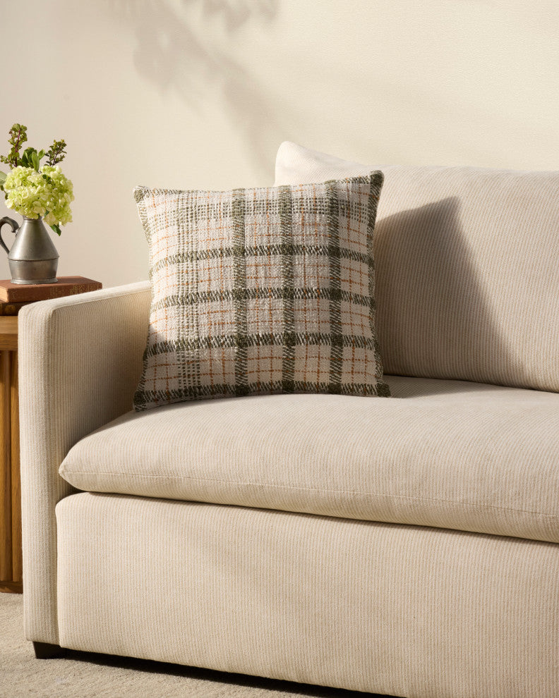 Chris Loves Julia x Loloi Walter Green / Ivory 18'' x 18'' Cover, Poly Pillow