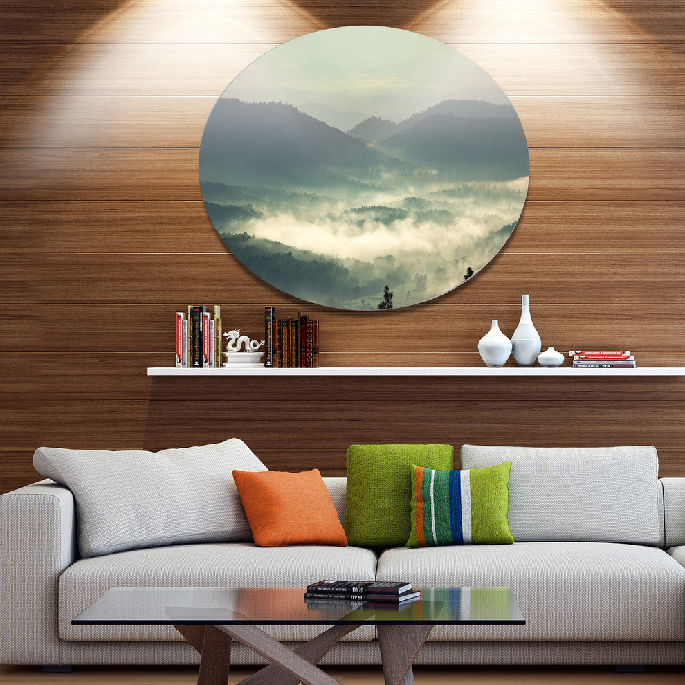 Beautiful Foggy Hills In Sri Lanka, Beach Round Wall Art, 36"
